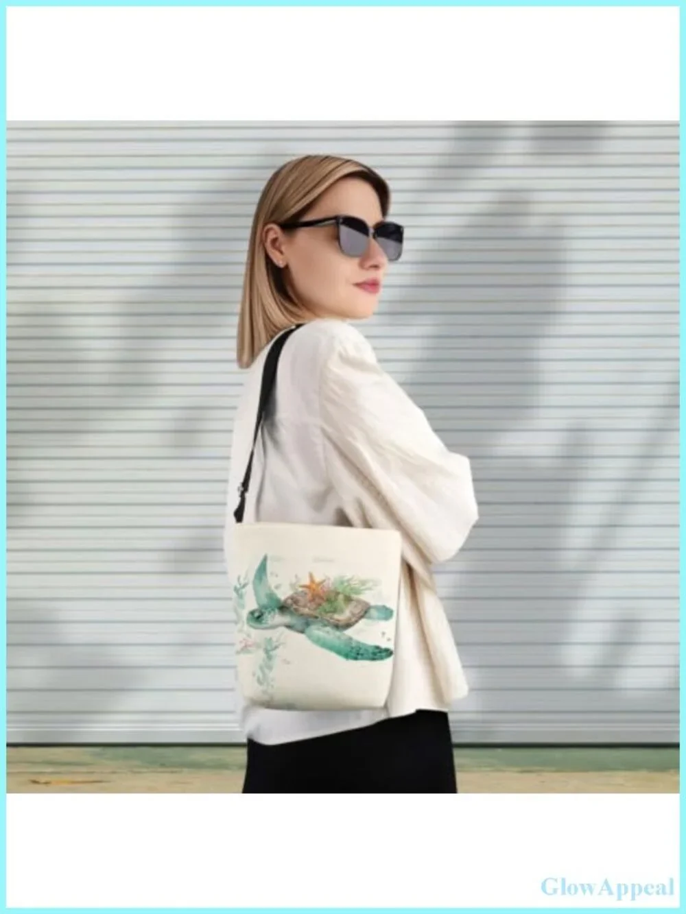 Watercolor Sea Turtle Messenger Bag Crossbody Canvas Handbag